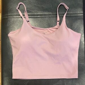 Pink Crop Top - dusty rose shade wicking crop cami- bra with removable cups